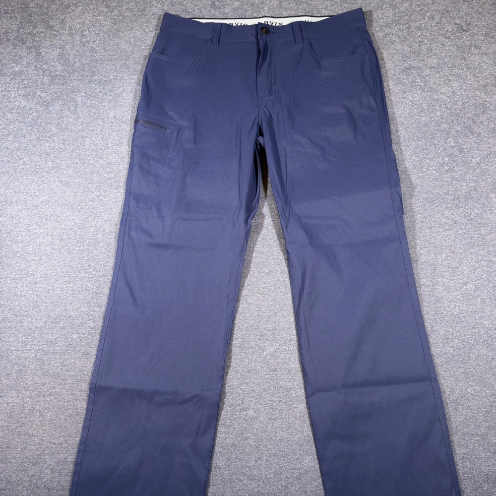 Orvis Tech Pants Men 36x34 Blue Stretch Water Repellent Media Pocket Hiking